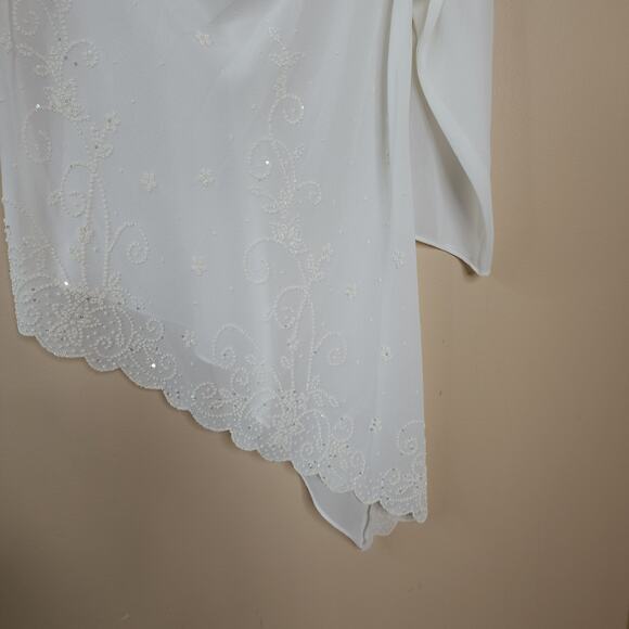 Vintage Y2K J. Rose Beaded Asymmetrical Semi-sheer Blouse Size 14 - Picture 6 of 9